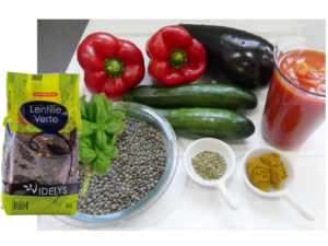 ingredients ratatouille aux lentilles vertes